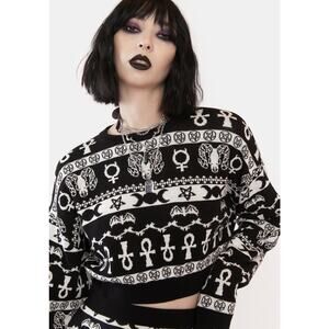 GRAVE GIRLS Dolls Kill MADE OF MISCHIEF CROP SWEATER Sz XL